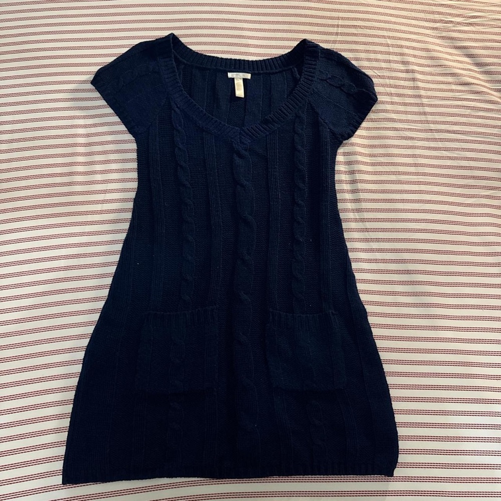 Chic Navy Cable Knit Mini Dress